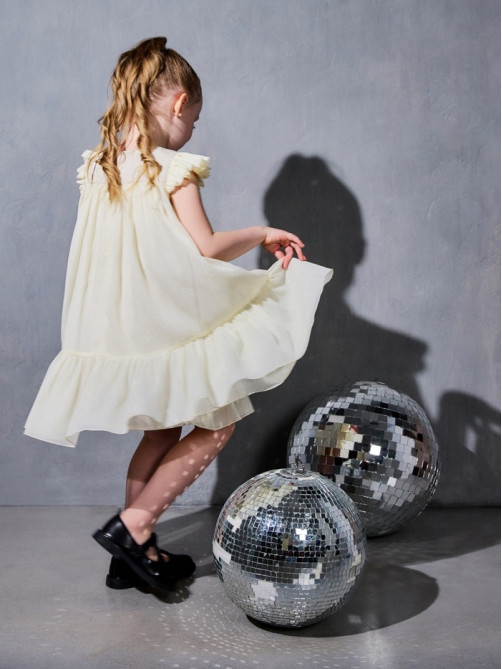 Платье нарядное для девочки MINAKU: PartyDress, цвет молочный, рост 92-98 см, шифон