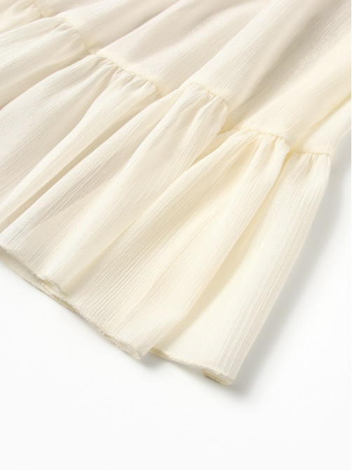Платье нарядное для девочки MINAKU: PartyDress, цвет молочный, рост 116-122 см, шифон