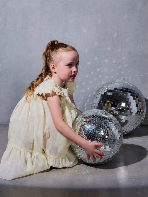 Платье нарядное для девочки MINAKU: PartyDress, цвет молочный, рост 116-122 см, шифон
