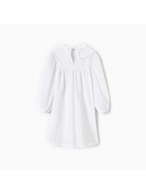Платье для девочки MINAKU: Cotton collection с воротником, белое, рост 98-104 см