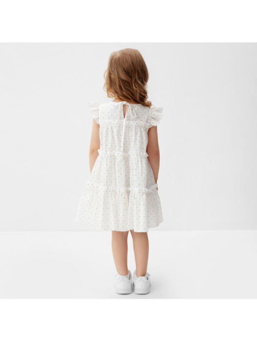 Платье для девочки MINAKU: Cotton collection в горошек, белое, рост 122-128 см