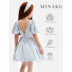 Платье нарядное для девочки MINAKU: PartyDress с рукавами, голубое, рост 116 см
