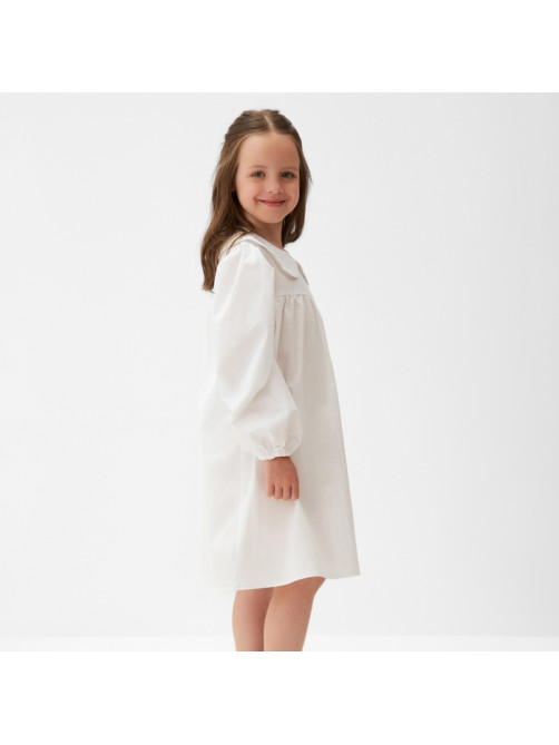 Платье для девочки MINAKU: Cotton collection с воротником, белое, рост 98-104 см