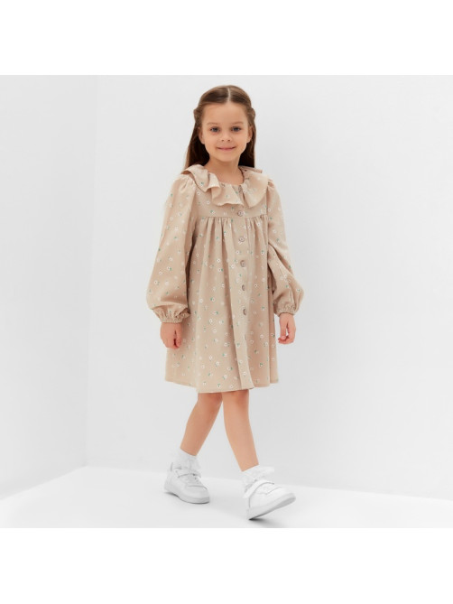 Платье для девочки KAFTAN: Summer cotton с воротником, бежевое, рост 86-92 см