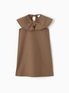 Платье для девочки, MINAKU: linen summer, коричневое, рост 122 см