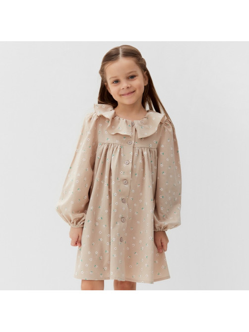 Платье для девочки KAFTAN: Summer cotton с воротником, бежевое, рост 86-92 см