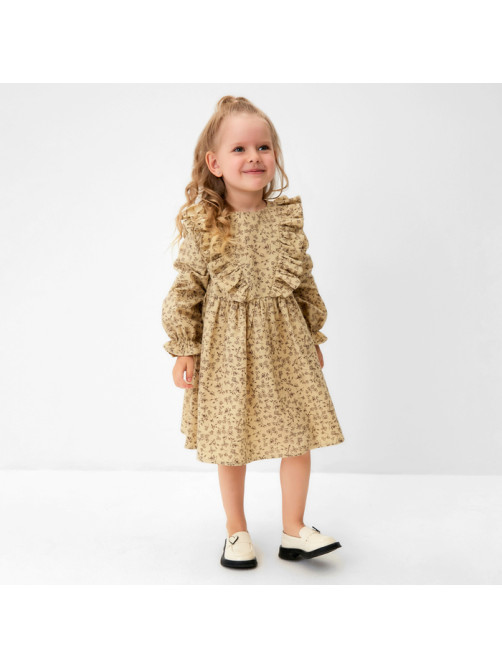Платье для девочки MINAKU: Cotton collection, бежевое, рост 110-116 см