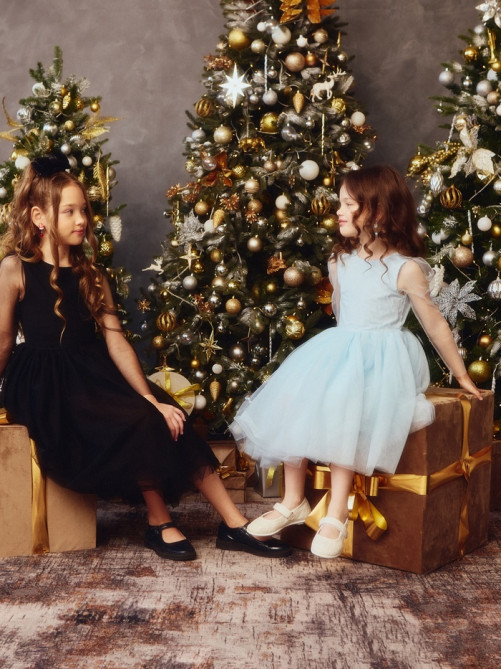 Платье нарядное для девочки MINAKU: PartyDress, голубое, рост 128-134 см