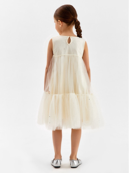 Платье нарядное для девочки MINAKU: PartyDress, цвет молочный, рост 110 см