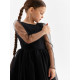 Платье нарядное для девочки MINAKU: PartyDress с рукавами, чёрное, рост 128-134 см