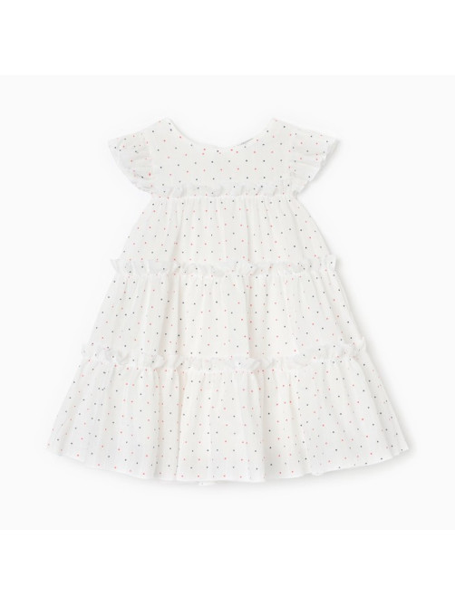 Платье для девочки MINAKU: Cotton collection в горошек, белое, рост 134-140 см