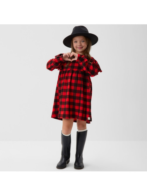 Платье с рюшами для девочки KAFTAN «Клеточка», рост 122-128 см