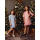 Платье нарядное для девочки MINAKU: PartyDress, с перьями, голубое, рост 110-116 см