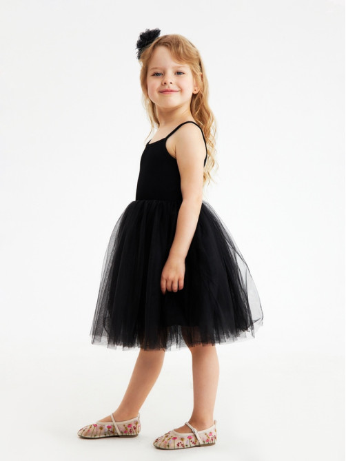 Платье нарядное для девочки MINAKU: PartyDress с пышной юбкой, чёрное, рост 80-86 см