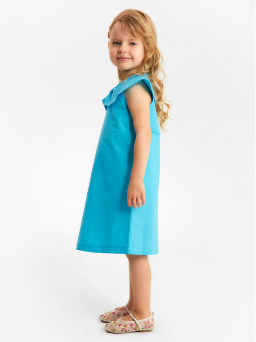 Платье для девочки, MINAKU: linen summer, голубое, рост 122 см