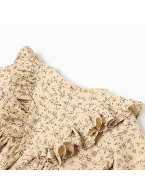 Платье для девочки MINAKU: Cotton collection, бежевое, рост 110-116 см