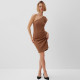 Платье на одно плечо мини женское MINAKU: Casual Collection, коричневое, размер 46