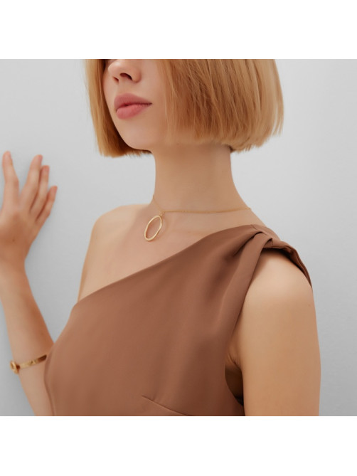 Платье на одно плечо мини женское MINAKU: Casual Collection, коричневое, размер 42