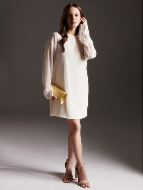 Платье мини женское с подкладом MINAKU: Casual Collection, белое, размер 48