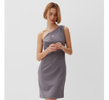 Платье на одно плечо мини женское MINAKU: Casual Collection, серое, размер 44