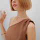 Платье на одно плечо мини женское MINAKU: Casual Collection, коричневое, размер 46