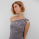 Платье на одно плечо мини женское MINAKU: Casual Collection, серое, размер 48