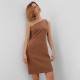 Платье на одно плечо мини женское MINAKU: Casual Collection, коричневое, размер 48