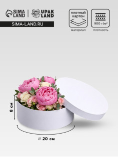 Коробка круглая подарочная белая, 20×8 см