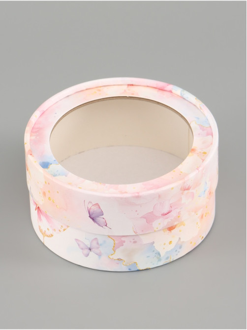 Коробка подарочная тубус с окном «Бабочки», 12×12×5 см