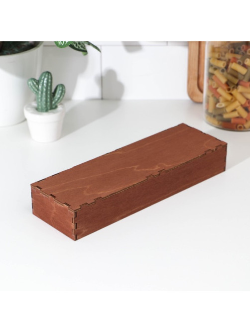 Лоток деревянный для подачи столовых приборов Доляна, 25×8×4 см, цвет мокко