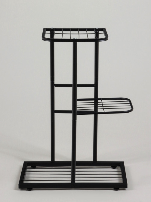 Подставка для цветов Greengo, 3 полки, 43×22×57 см, напольная, металл, чёрная