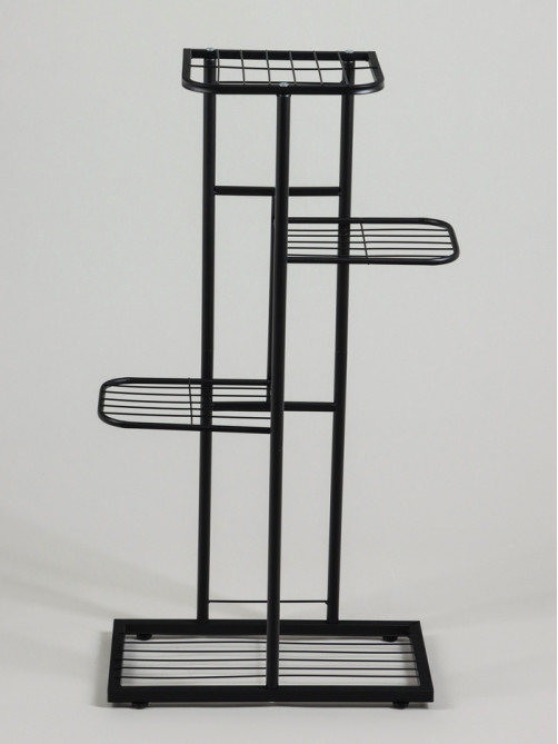 Подставка для цветов Greengo, 4 полки, 43×22×82 см, напольная, металл, чёрная