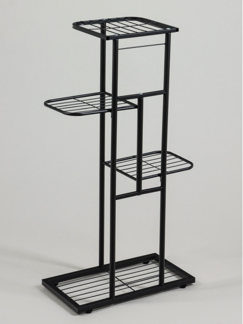 Подставка для цветов Greengo, 4 полки, 43×22×82 см, напольная, металл, чёрная