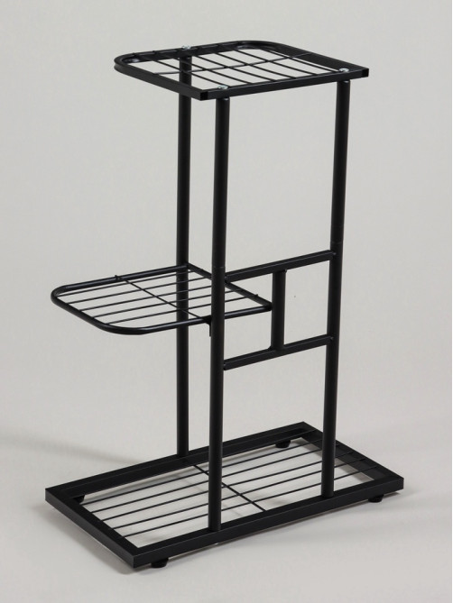 Подставка для цветов Greengo, 3 полки, 43×22×57 см, напольная, металл, чёрная