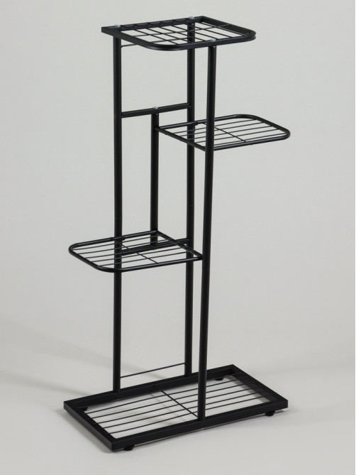 Подставка для цветов Greengo, 4 полки, 43×22×82 см, напольная, металл, чёрная