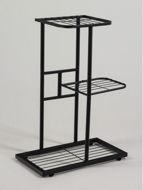 Подставка для цветов Greengo, 3 полки, 43×22×57 см, напольная, металл, чёрная