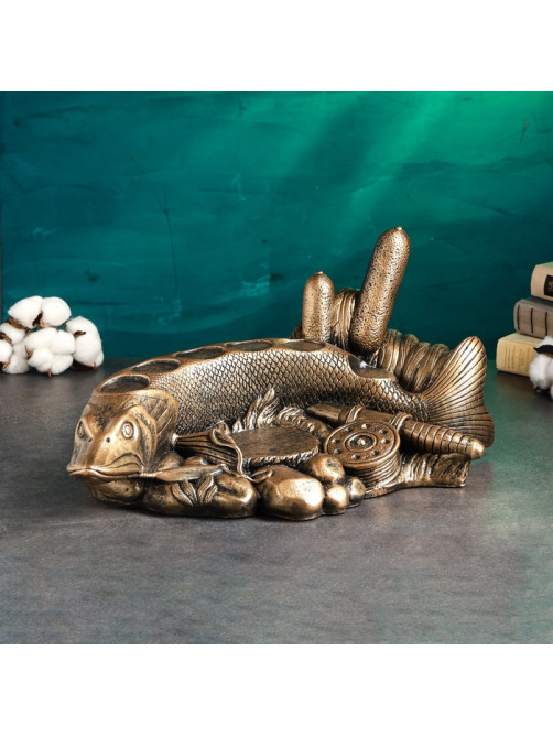 Подставка для бутылки «Рыба Щука», 46×26×22 см, бронза