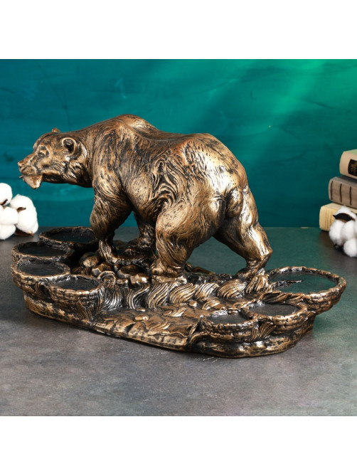 Подставка для бутылки «Медведь», 45×23×25 см, бронза