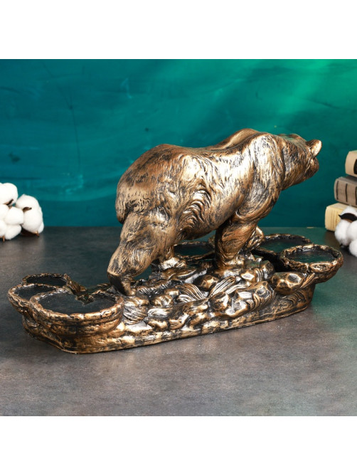Подставка для бутылки «Медведь», 45×23×25 см, бронза