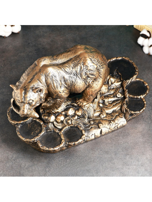 Подставка для бутылки «Медведь», 45×23×25 см, бронза