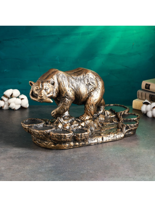 Подставка для бутылки «Медведь», 45×23×25 см, бронза