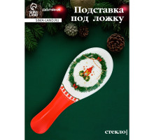 Подставка под ложку новогодняя Доляна «Сказочное настроение», 21.5×7.5×1.5 см, стекло, белая, красная