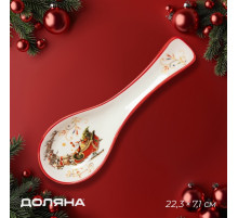 Подставка под ложку новогодняя Доляна «Сани Деда Мороза», доломит, 22.3×7.1×2.7 см, белая