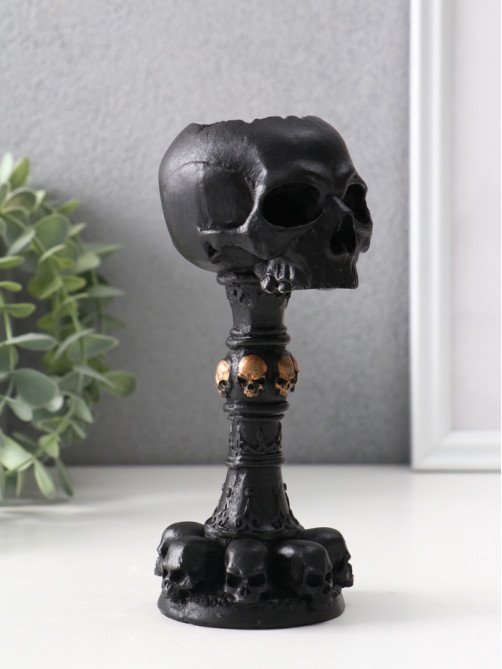 Подсвечник на 1 свечу «Череп на ножке», 16×6.5×7.5 см, чёрный