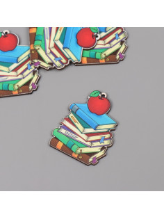 Декор для творчества дерево «Стопка книг с яблоком», набор 5 шт., 4.5×4×0.3 см