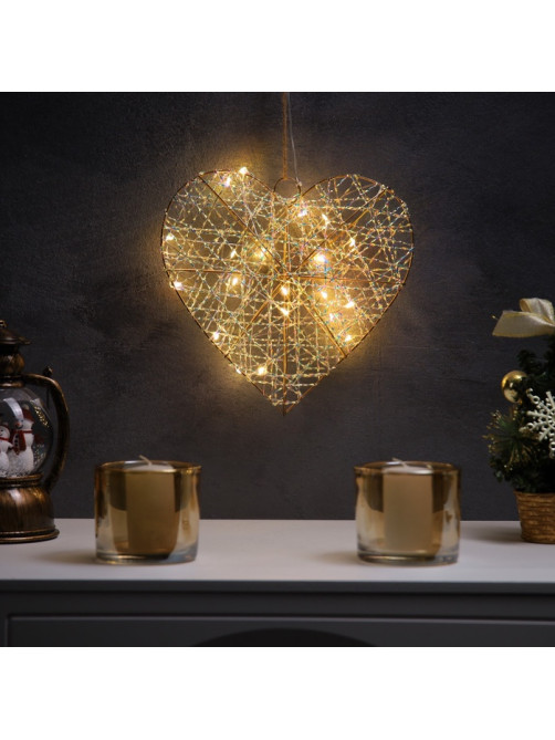 Светодиодная фигура «Сердце» 29×25×6 см, 20 LED, от батареек AAx2, свечение тёплое белое