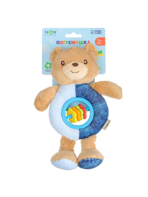 Игрушка-погремушка мягкая M&B «Мишка», от 3 мес.