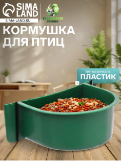 Кормушка для птиц, 10.6×8.3×3.6 см, пластик, зелёная