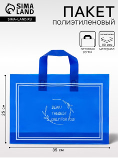 Пакет с петлевой ручкой, полиэтиленовый, синий 35×25×8 см 80 мкм