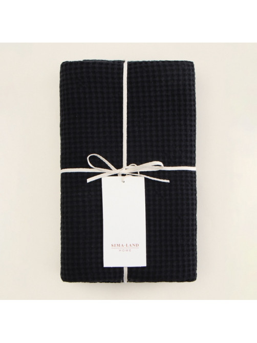 Полотенце вафельное SL HOME: Linen «Дарк Маре», 60×140 см, чёрное